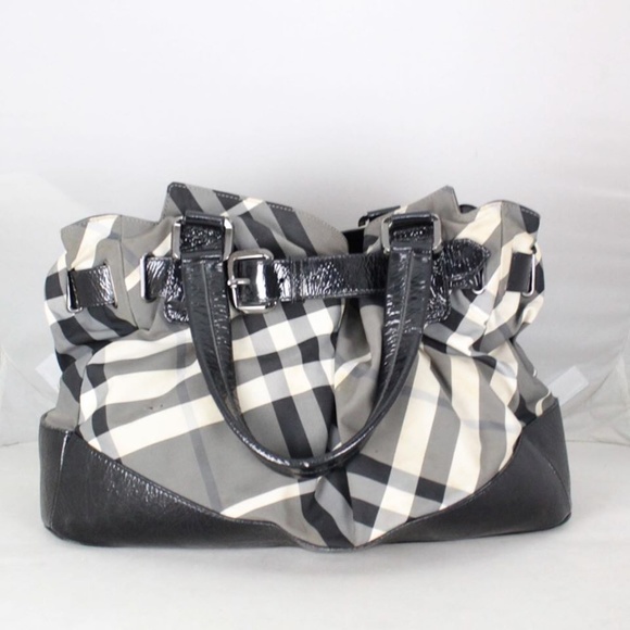 BURBERRY #20978 Grey Checkered Tote - Picture 1 of 8
